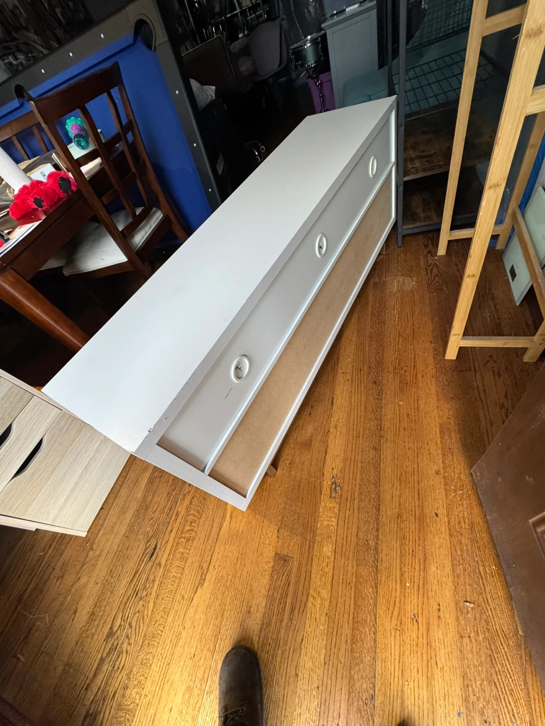 White Media Console with Drawers and Shelves - photo 4