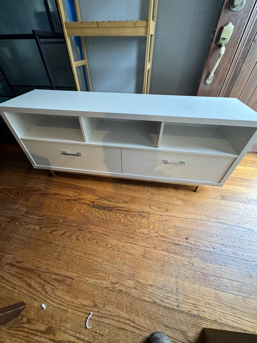 White Media Console with Drawers and Shelves - photo 2