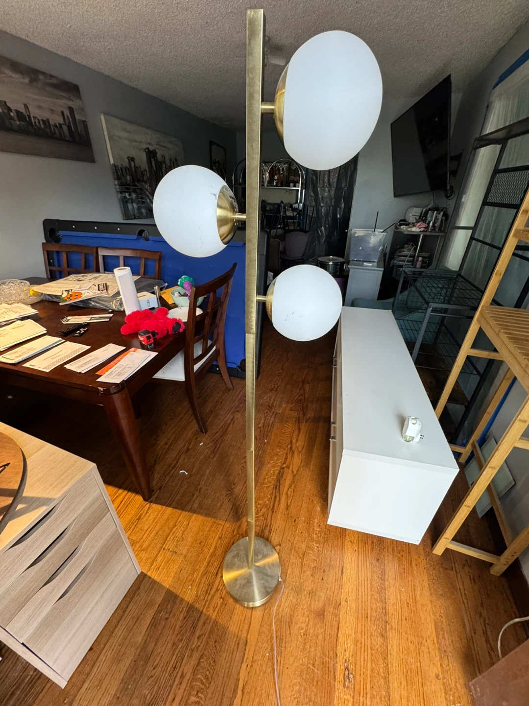 Gold 3-Light Globe Floor Lamp