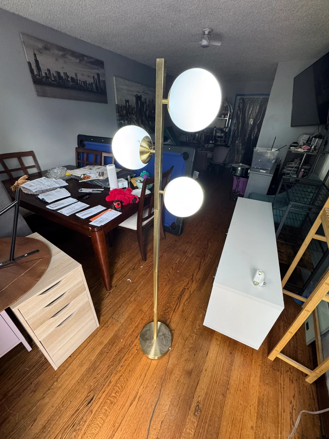 Gold 3-Light Globe Floor Lamp - photo 2