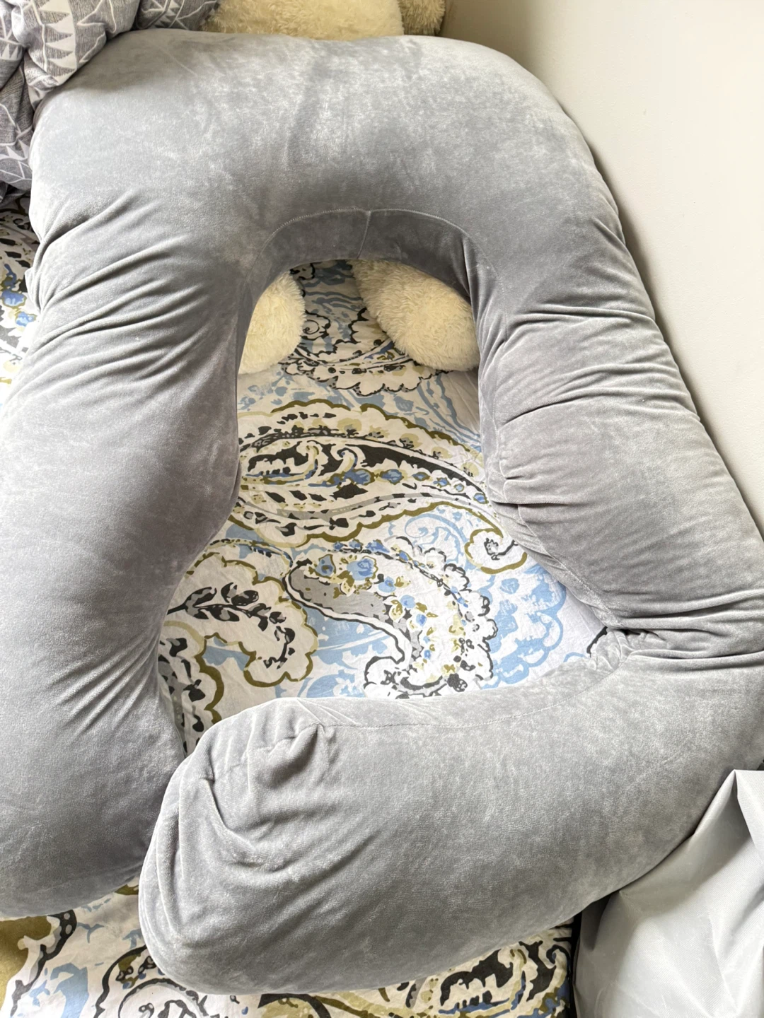 Grey U-Shaped Full Body Pillow