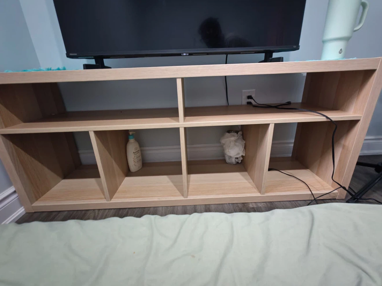 Oak Finish Entertainment Unit with Shelves