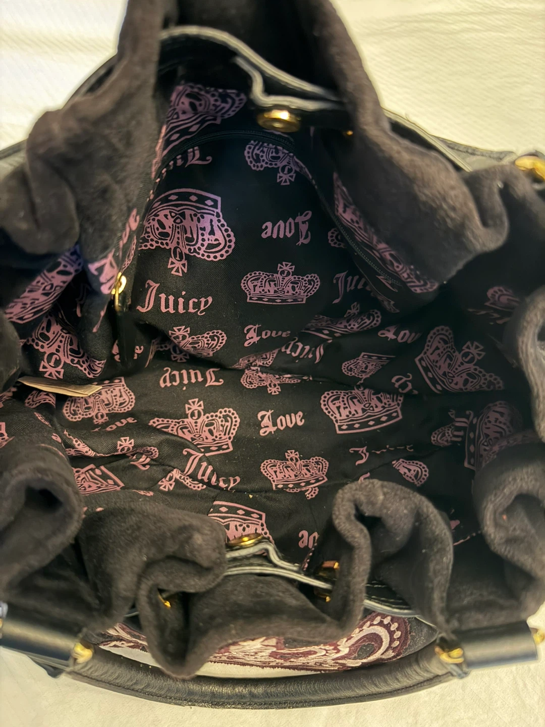 Juicy Couture Daydreamer black velour satchel bag - photo 4
