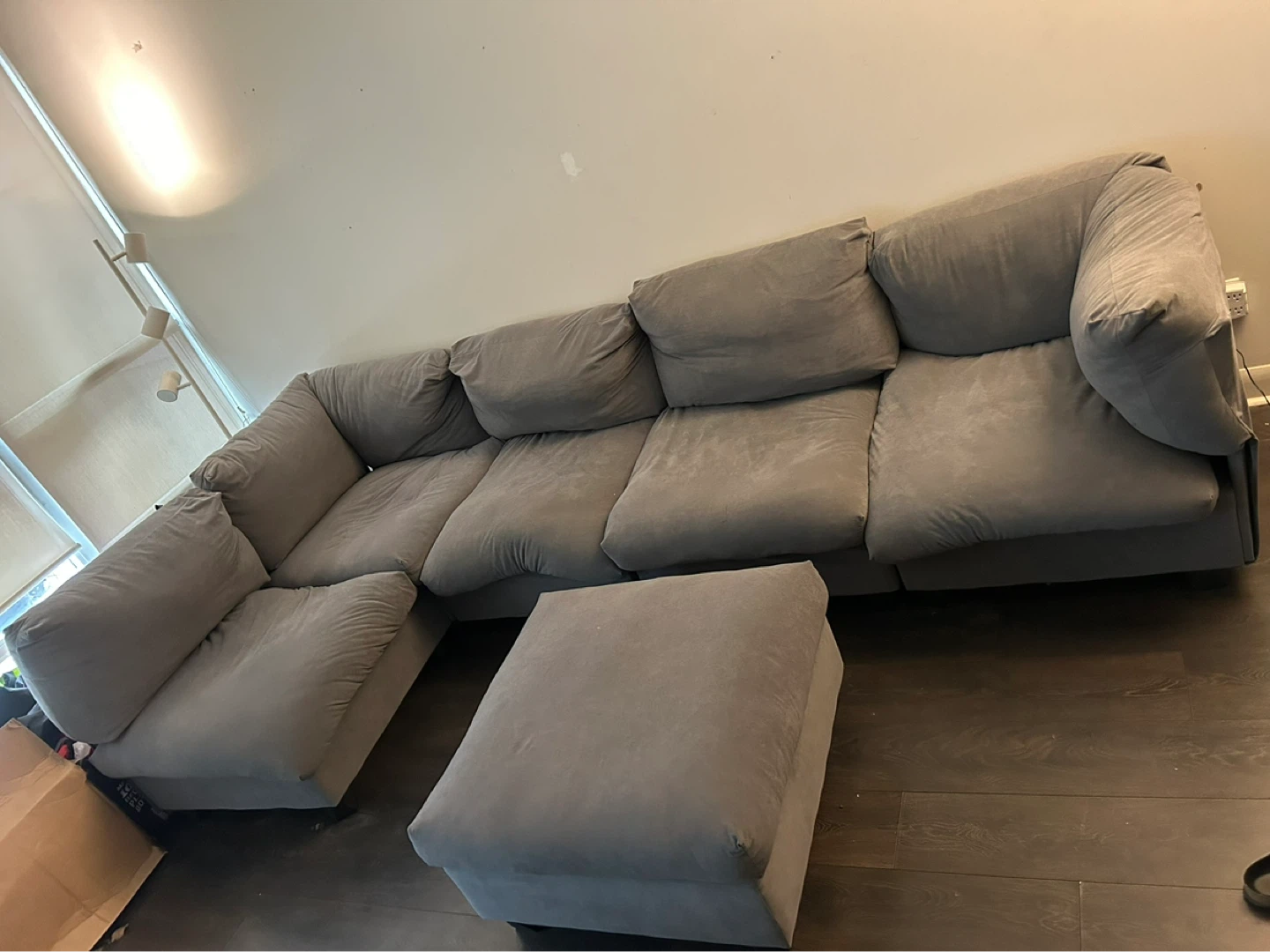 Grey Sectional Sofa with Ottoman - photo 4