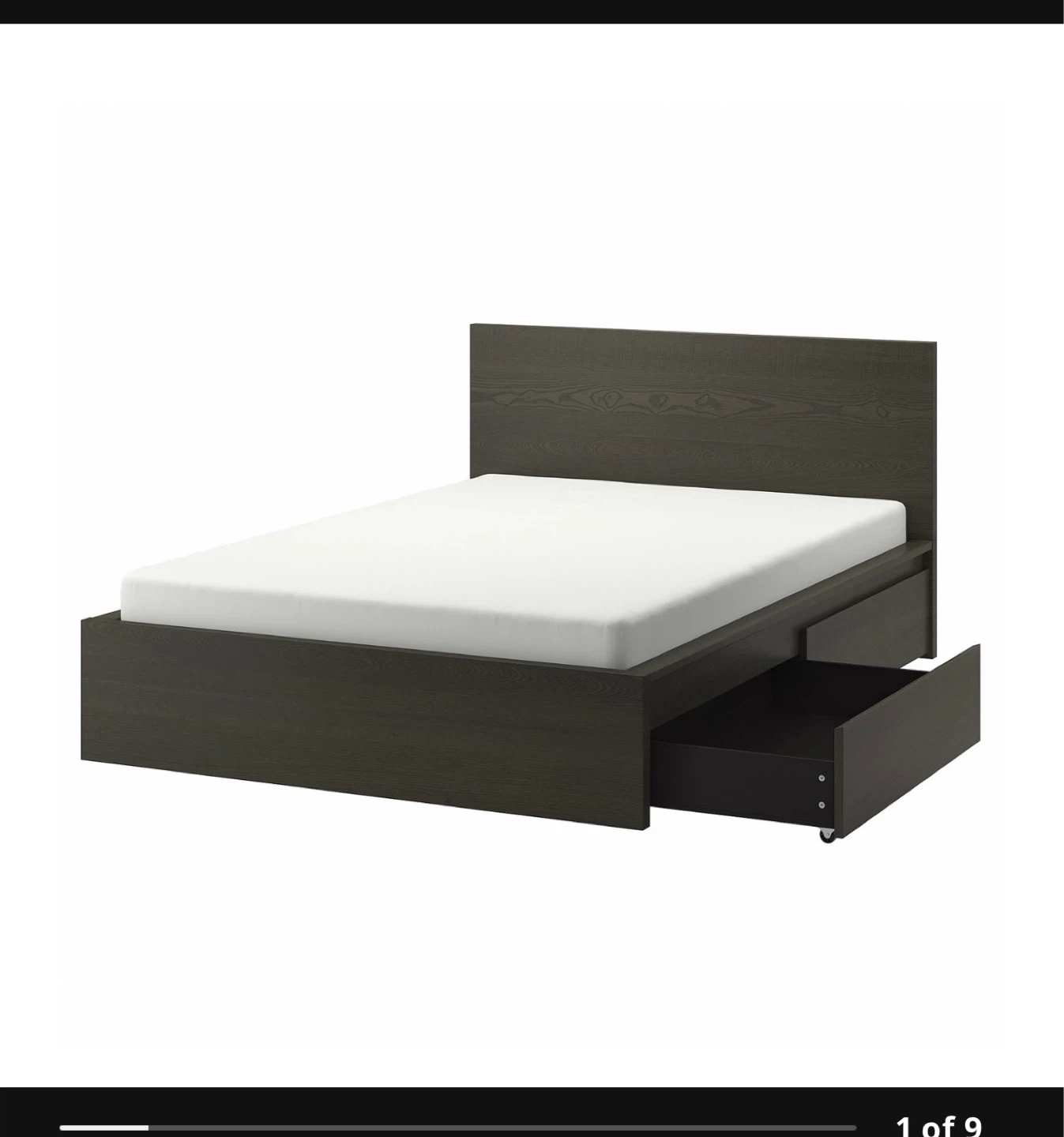 IKEA MALM Bed Frame with 4 Drawers - Dark Brown - photo 2
