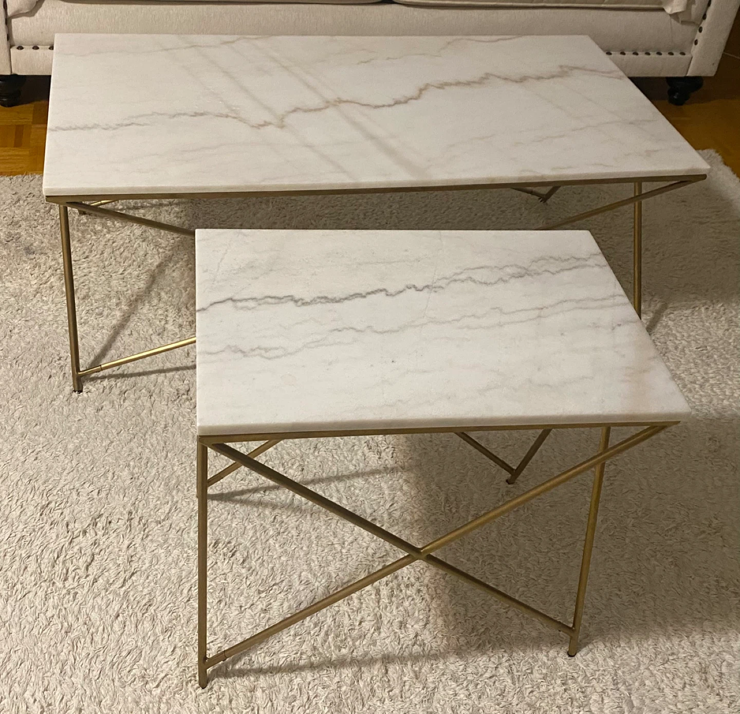 Marble Top Coffee Table Set