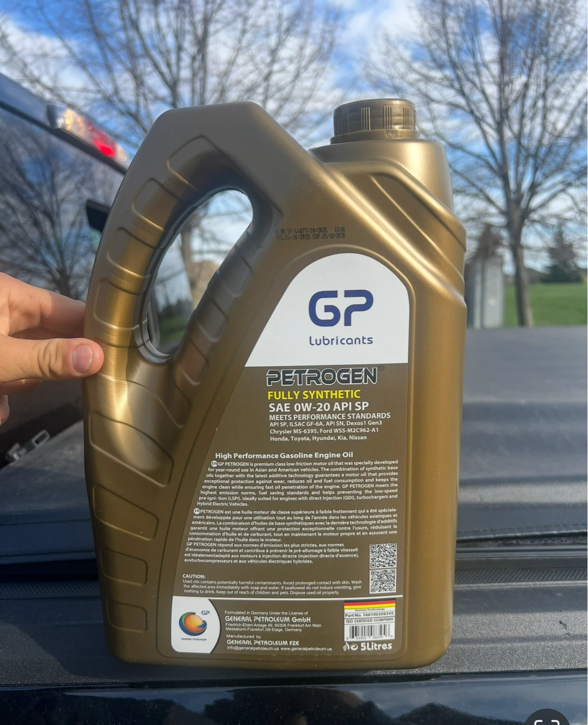 GP Petrogen Fully Synthetic 0W-20 API SP Engine Oil - 5 Litres - photo 3