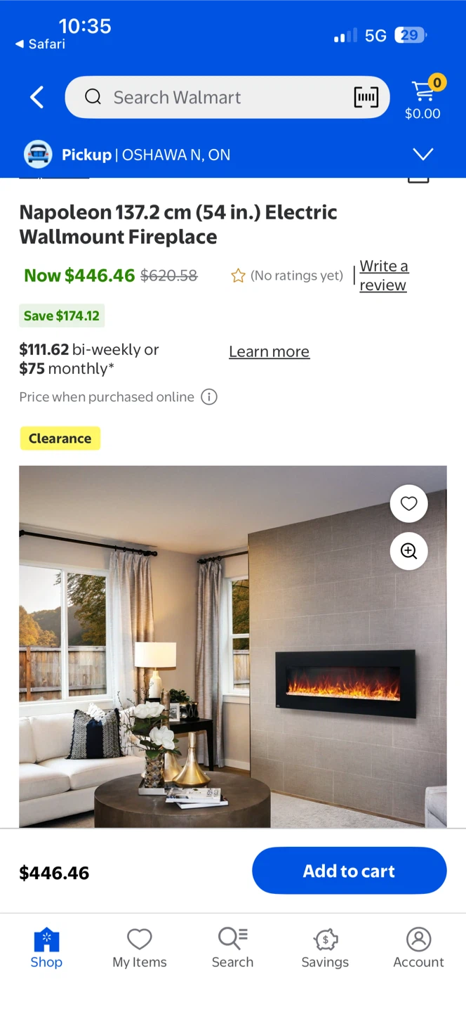 Napoleon 54" Wall Mount Electric Fireplace