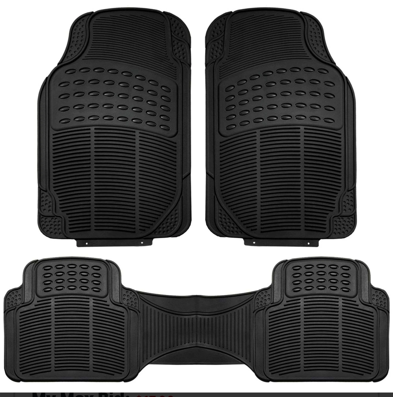 Black Rubber Car Floor Mats Set