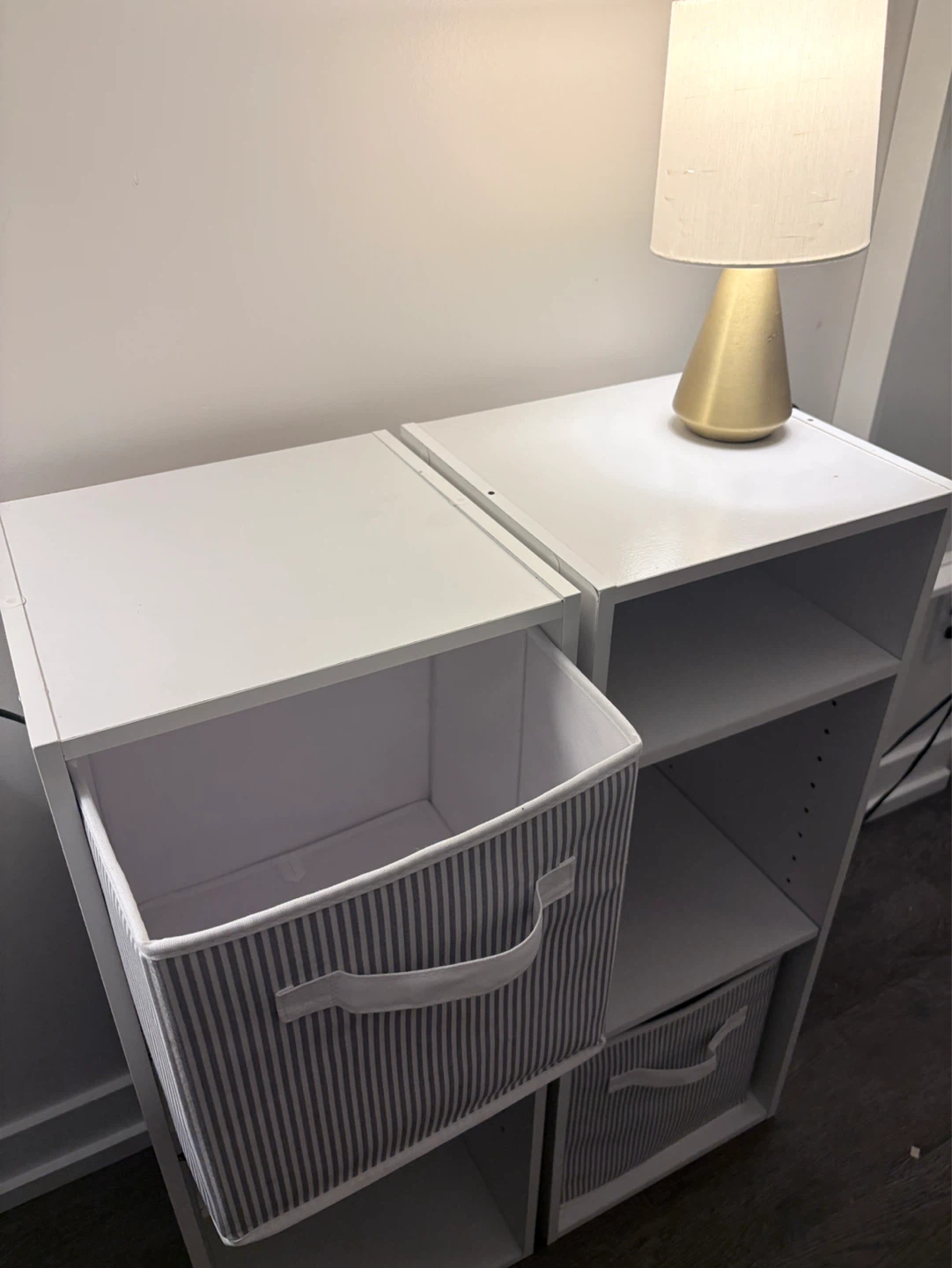 White Storage Shelf Unit with Bins - photo 2