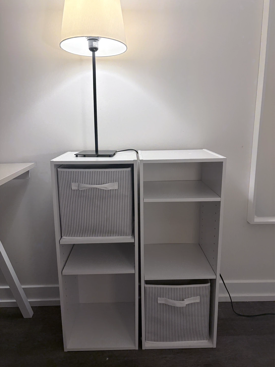 White Storage Shelf Unit with Bins
