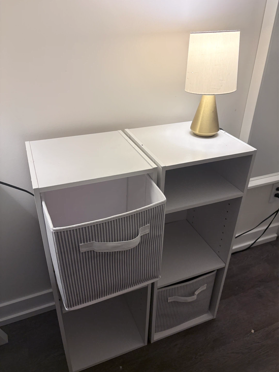 White Storage Shelf Unit with Bins - photo 3
