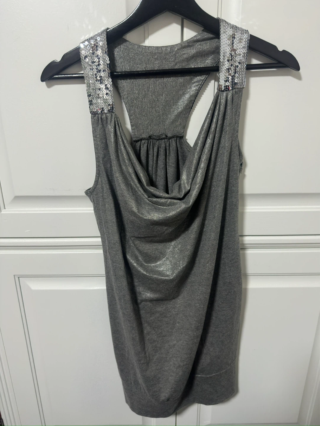 y2k Grey tank top with sequined straps
