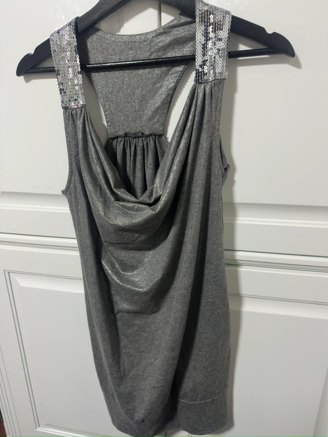y2k Grey tank top with sequined straps - photo 2