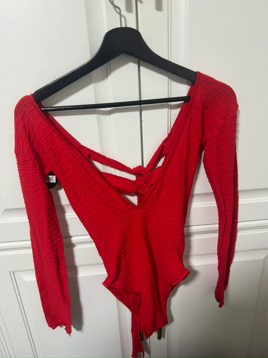 New Red Long Sleeve Bodysuit