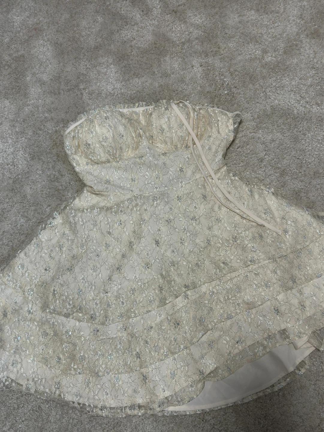 New Fashion Nova Solene Lace Mini Dress - Ivory - Size M