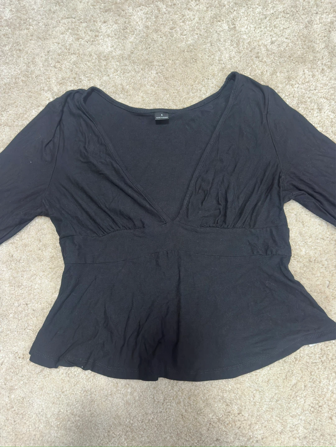 Black V-Neck Peplum Top