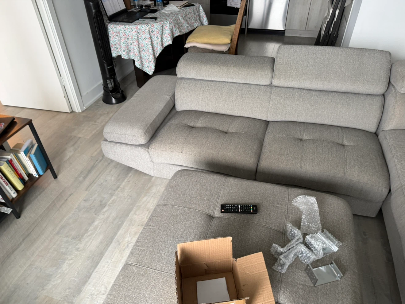Modern Grey Sectional Sofa with Ottoman - photo 4