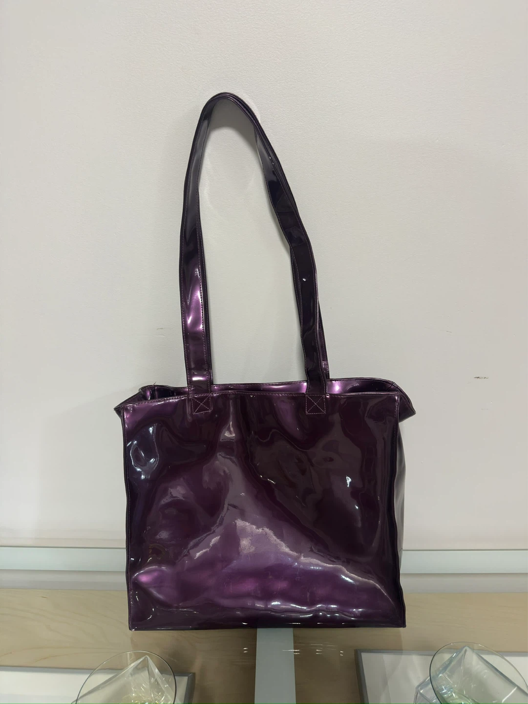Vintage Purple Patent Tote Bag
