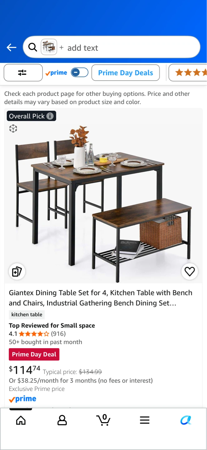 Giantex Dining Table Set for 4, Kitchen Table with Bench