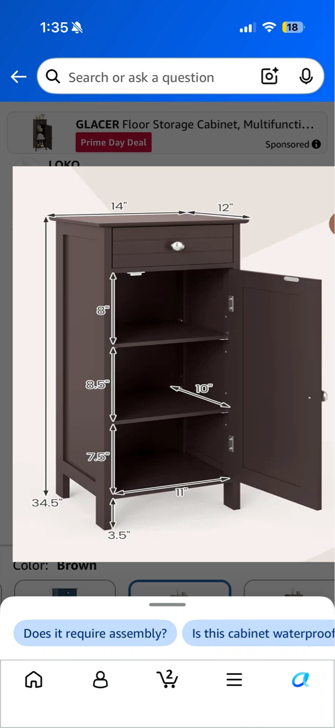 GLACER Floor Storage Cabinet Brown - photo 2