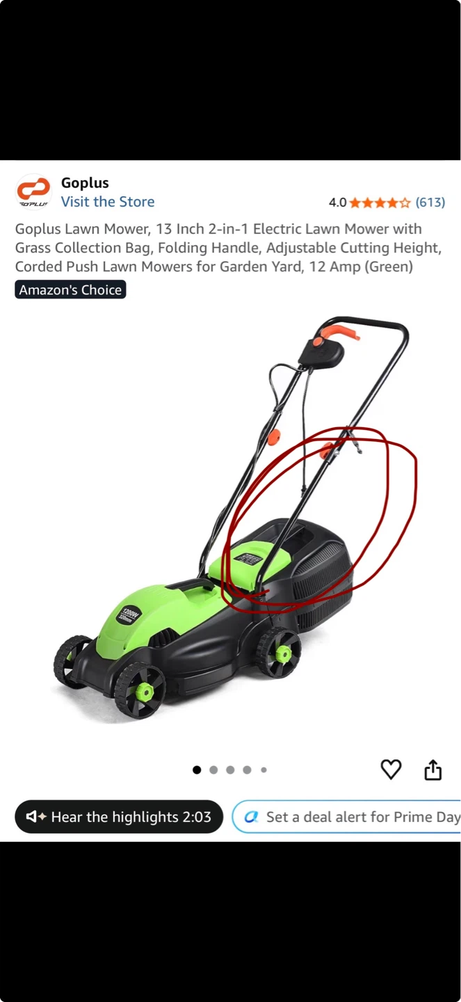Goplus 13 Inch Electric Lawn Mower - Green