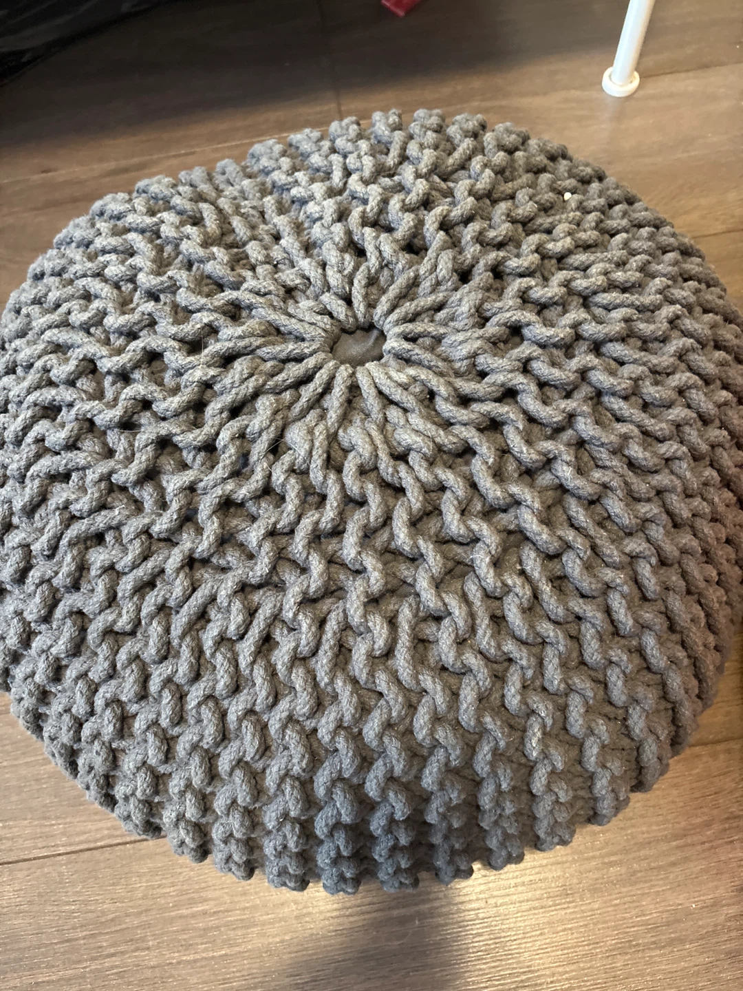Red Knitted Pouf Ottoman - photo 2