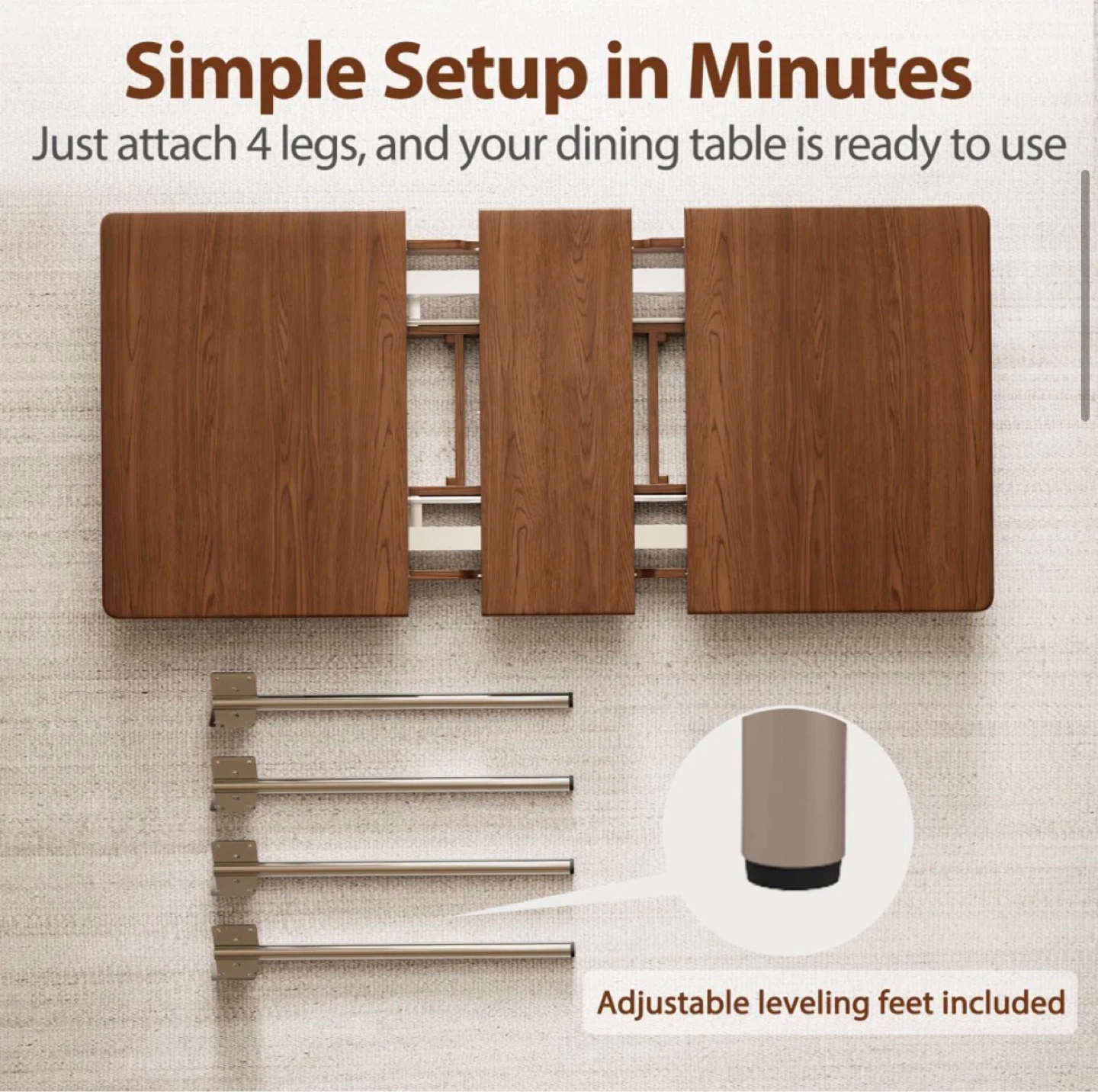 Extendable Dining Table with Metal Legs - Mid-Century Style - photo 5