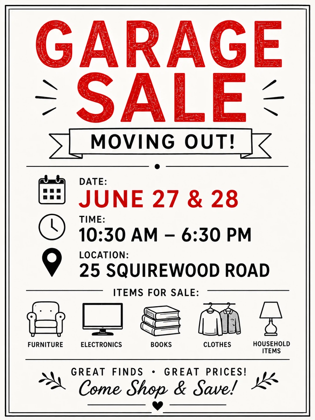 Garage Sale - Moving Out!