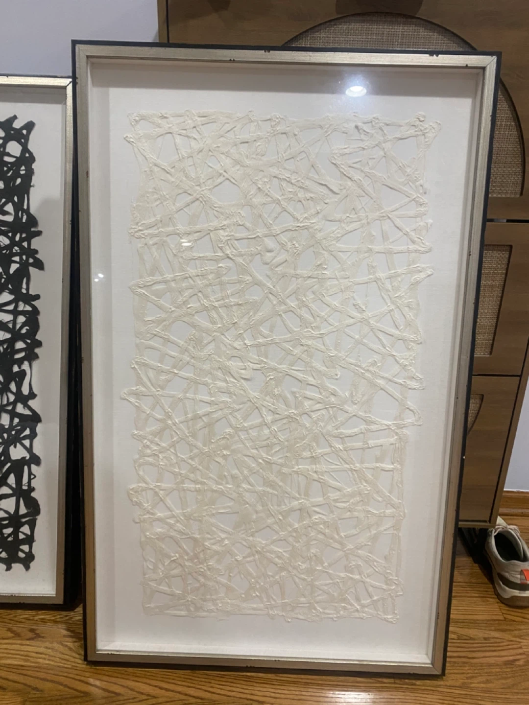 Set of 2 Framed Abstract Wall Art - Black and White - photo 2