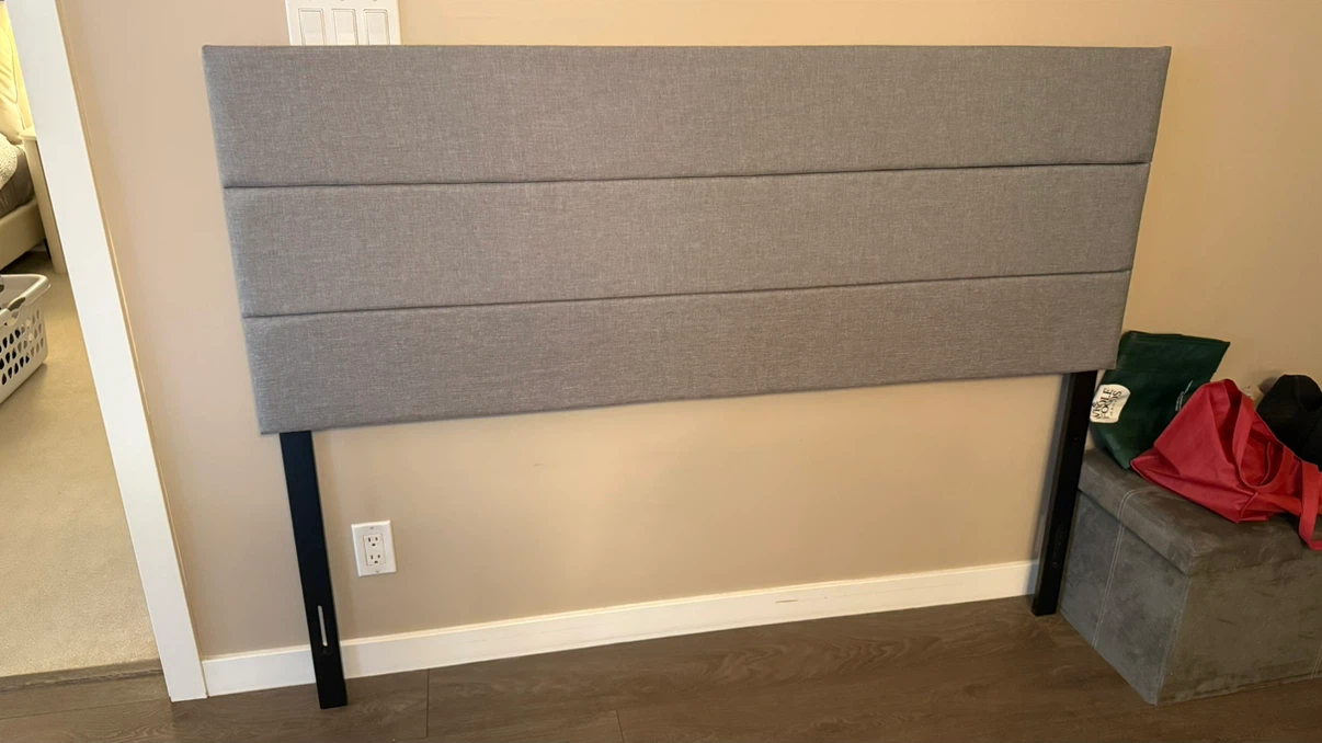Queen Upholstered Headboard – Grey Fabric | Excellent Condition