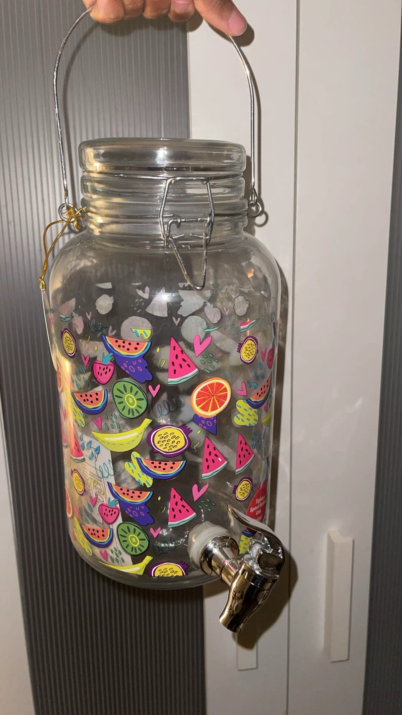 Glass Beverage Dispenser with Fruit Design - photo 2