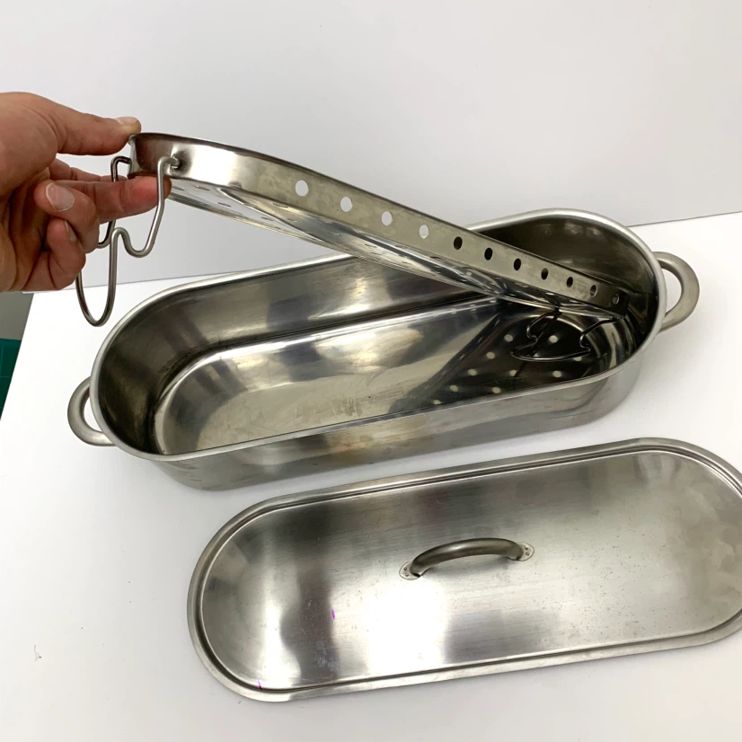 Stainless Steel Oval Steamer Pot with Rack - photo 2