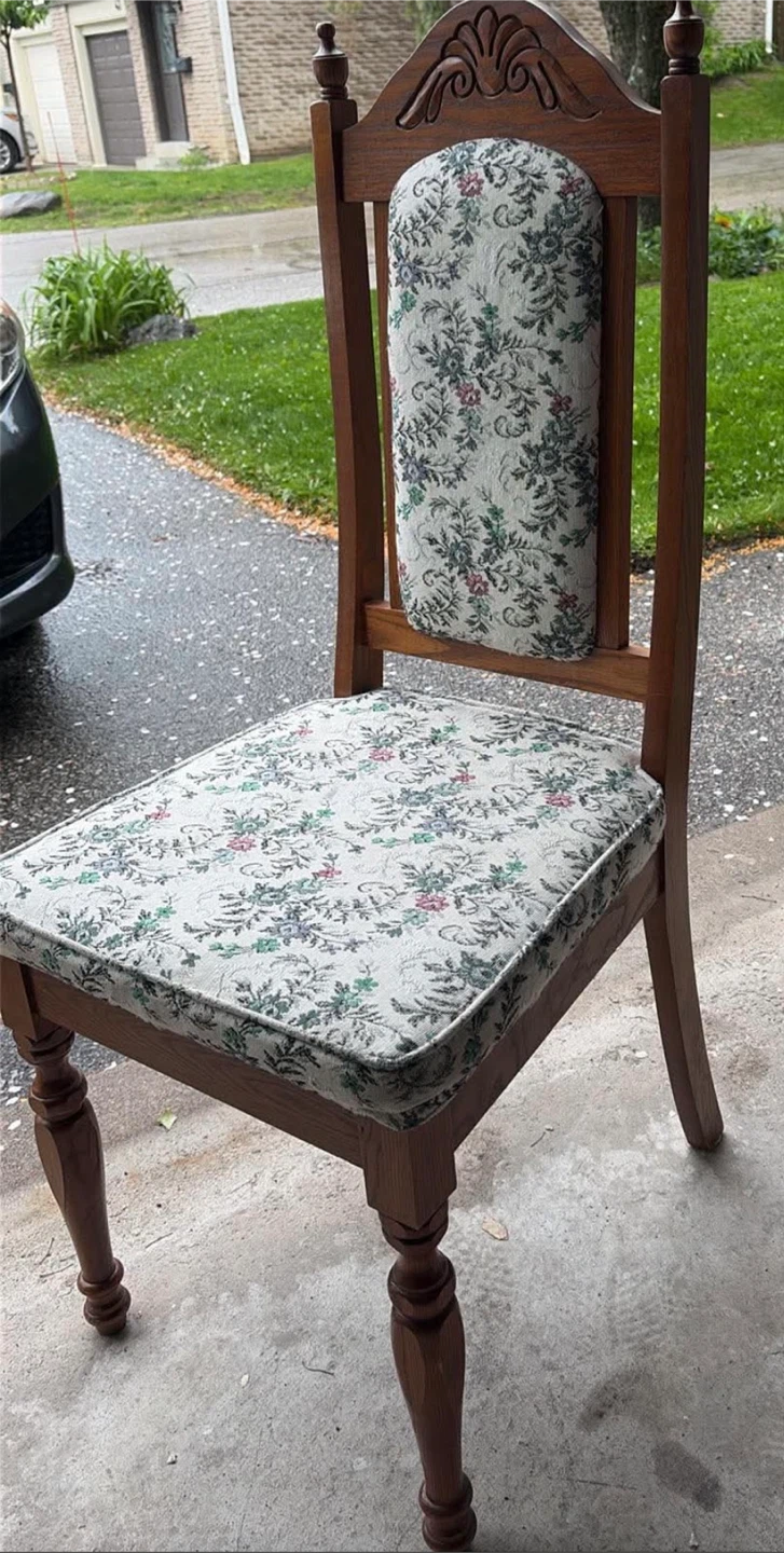 6 Chairs Wooden Accent Chair with Floral Upholstery - photo 2