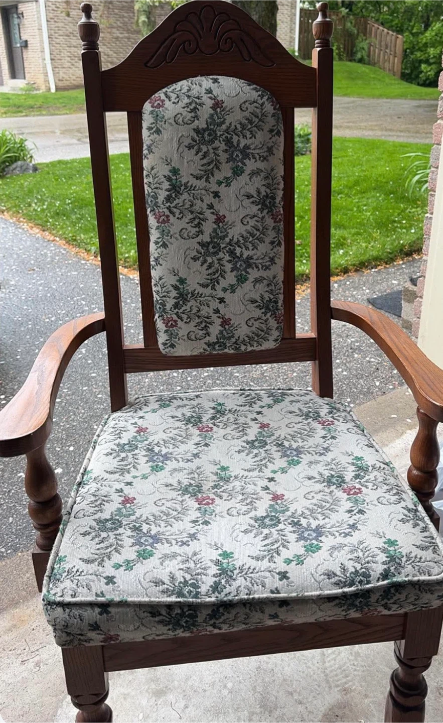 6 Chairs Wooden Accent Chair with Floral Upholstery - photo 4