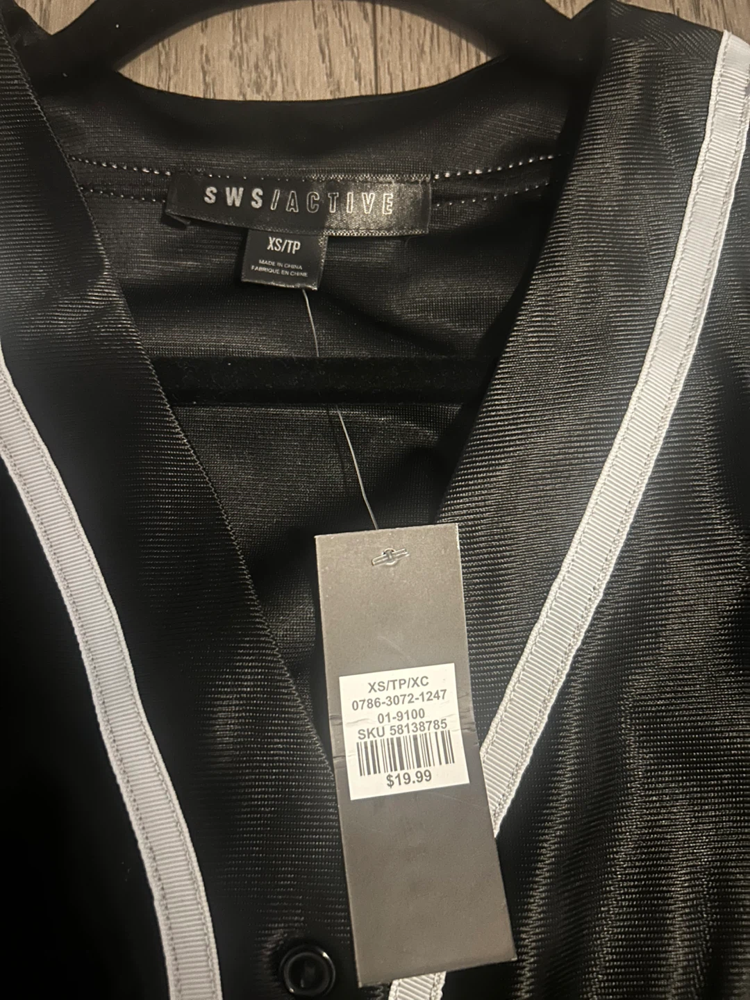 SWS Active Black Baseball Jersey Size XS/TP - photo 2