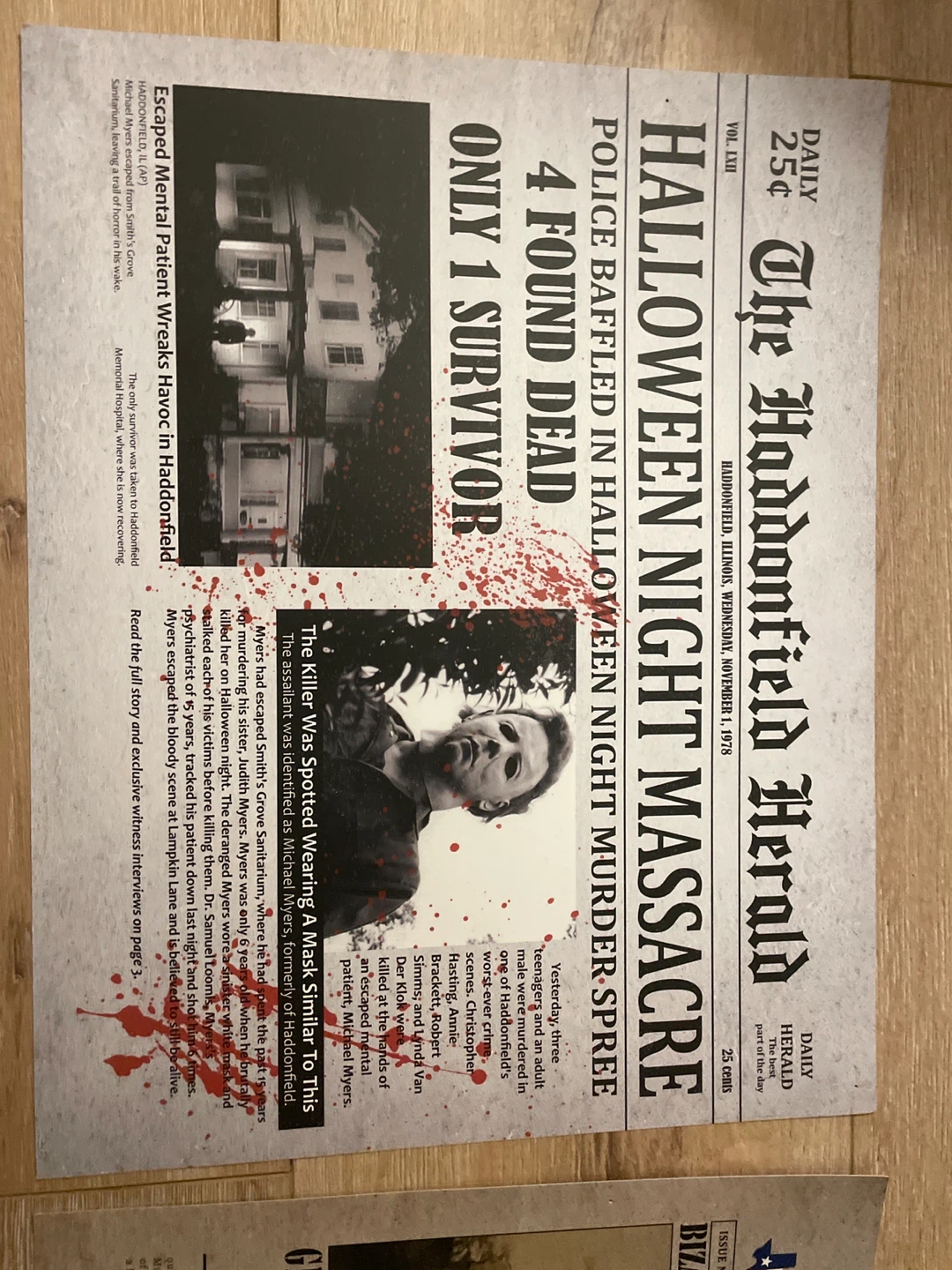 Halloween Night Massacre Prop Newspaper - The Haddonfield Herald - photo 5