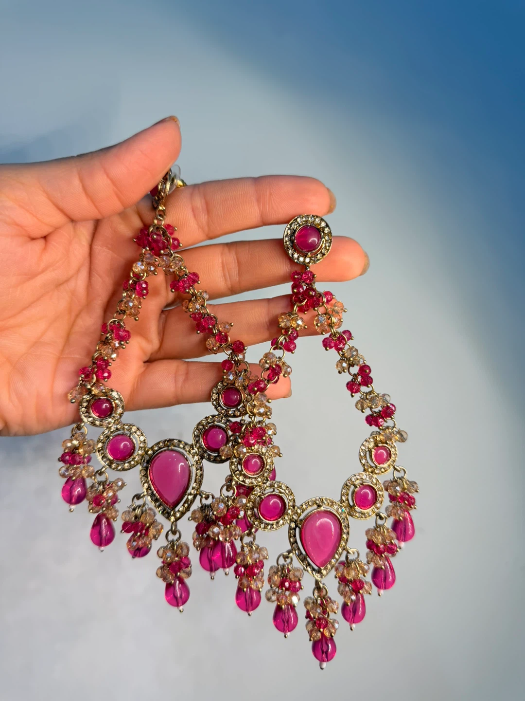 Chandelier Earrings with Pink Stones - photo 2