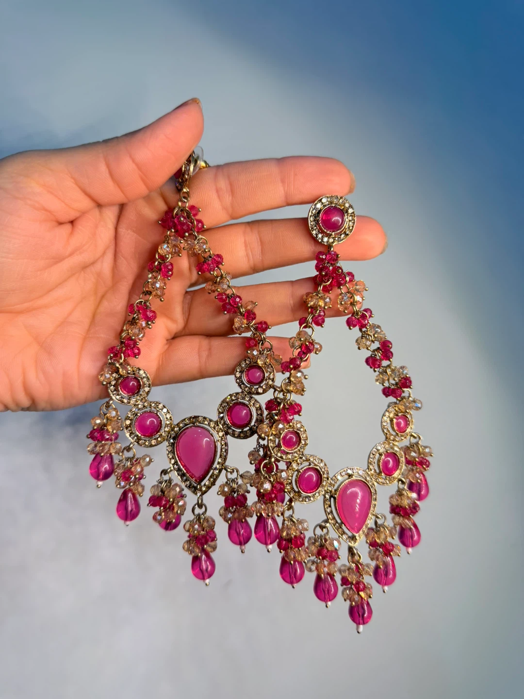 Chandelier Earrings with Pink Stones - photo 3