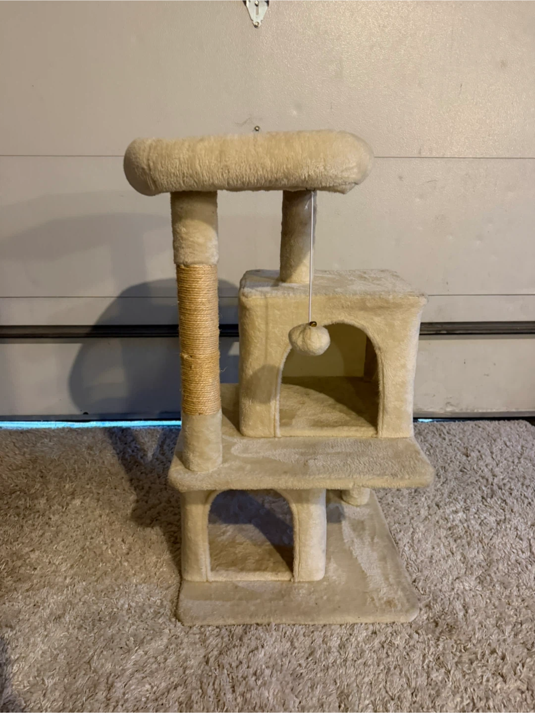 Cream Cat Tree Condo with Scratching Post