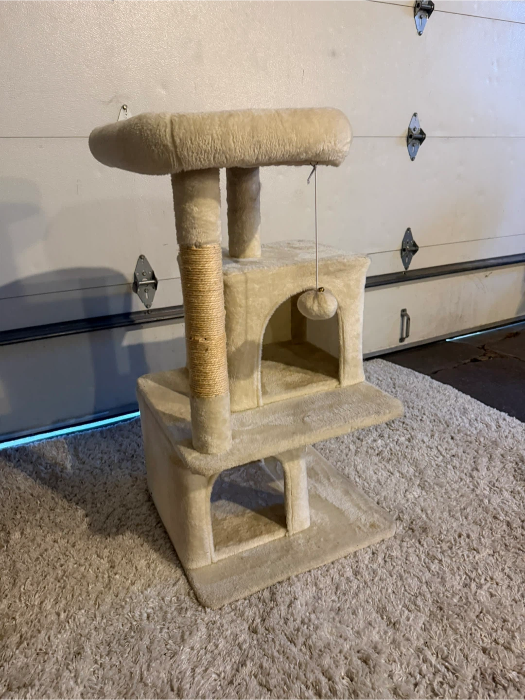 Cream Cat Tree Condo with Scratching Post - photo 2