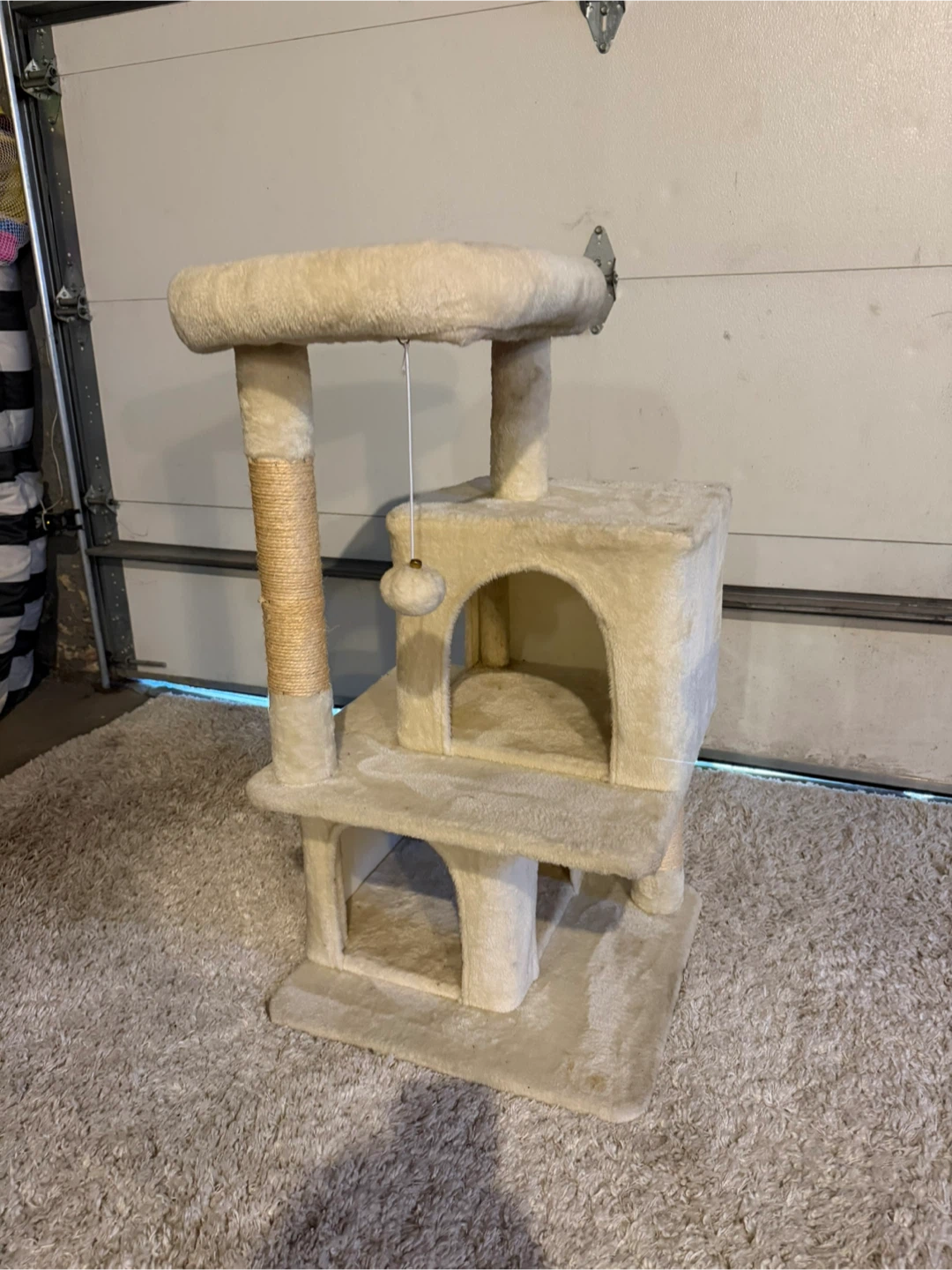 Cream Cat Tree Condo with Scratching Post - photo 3