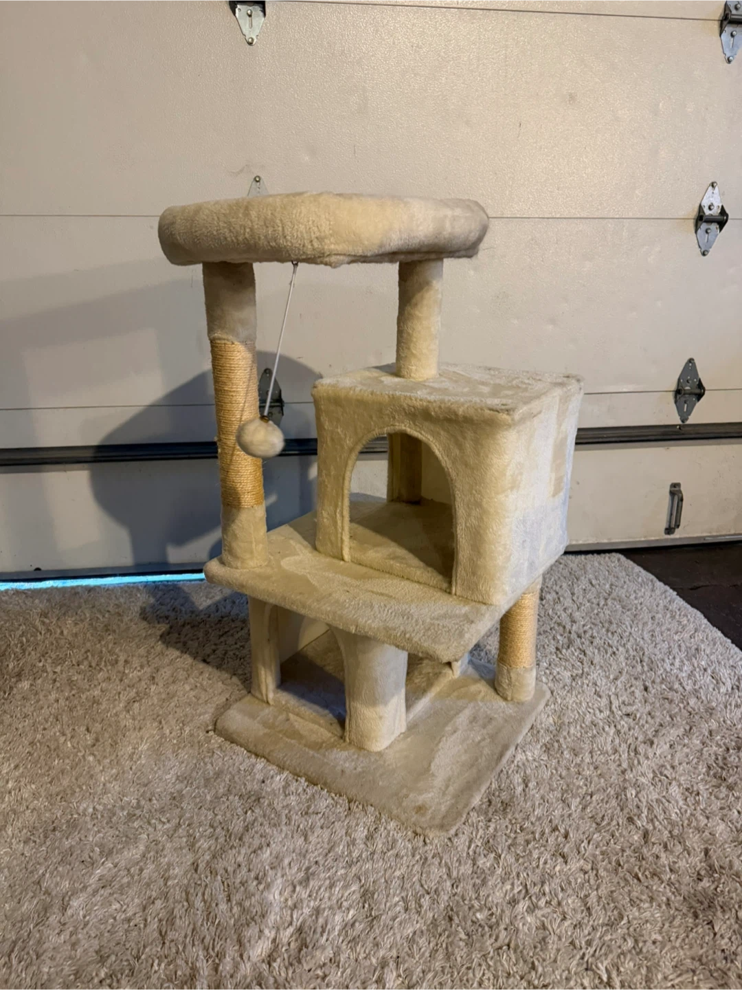Cream Cat Tree Condo with Scratching Post - photo 4