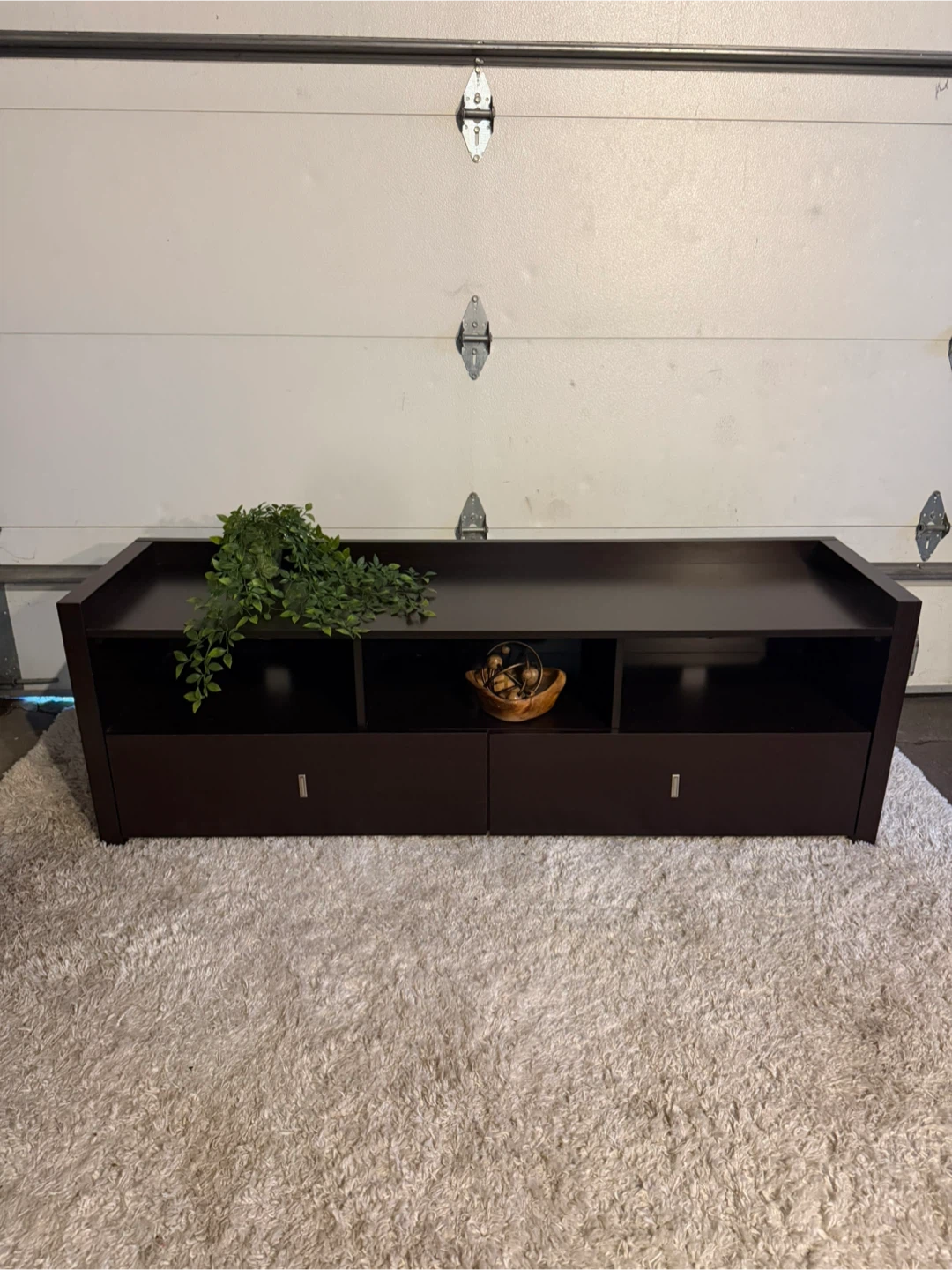 Dark Brown TV Stand with Drawers
