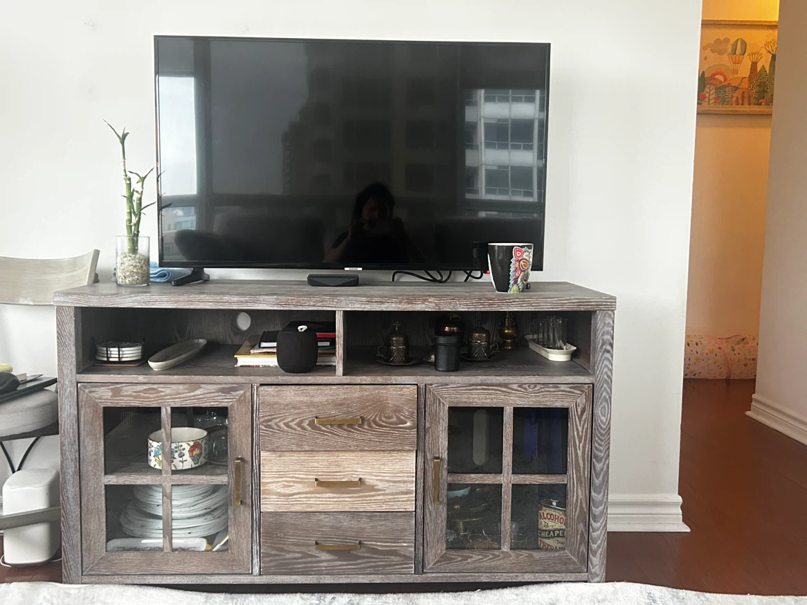 Rustic Farmhouse TV Stand with Cabinet Storage - photo 2
