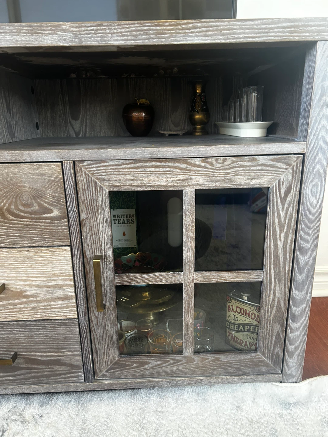 Rustic Farmhouse TV Stand with Cabinet Storage - photo 3
