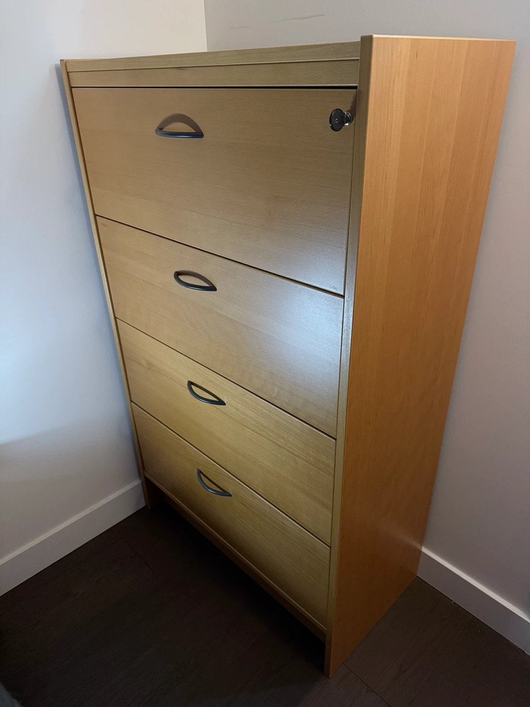 Light Wood 4-Drawer Filing Cabinet
