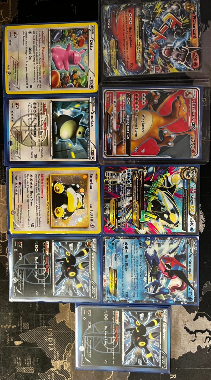 Pokemon Cards - Charizard, Snorlax, Umbreon, Ditto, Kyogre