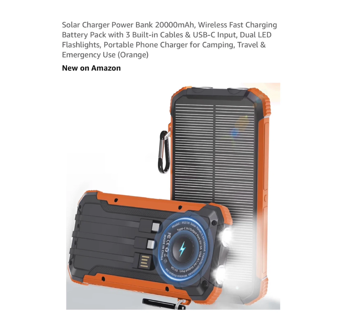 Brand new Solar Charger Power Bank 20000mAh