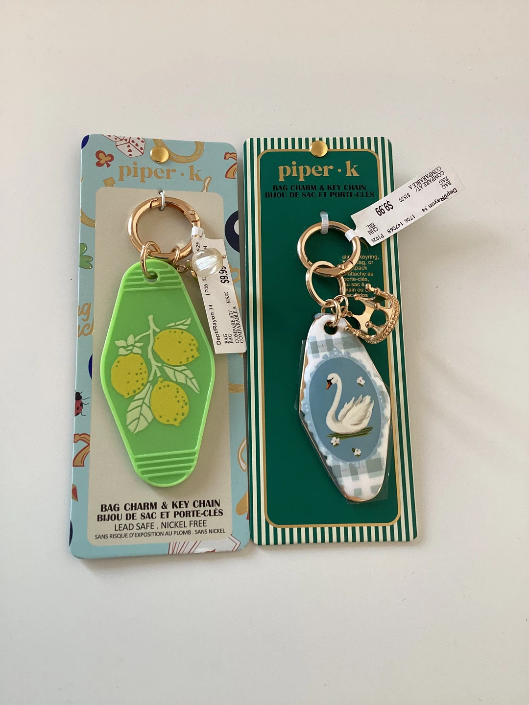 Two Piper-K Bag Charm & Key Chains